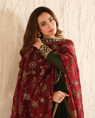 Jazmin Luxury Velvet Dress Embroidered 3 Piece Unstitched - Makhmal Royal Velvet Collection