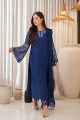 Azure Luxe Embellished Embroidered Chiffon 3 Piece Unstitched