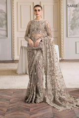 Baroque Chantelle Embroidered Luxury Net Saree 3 Piece Unstitched