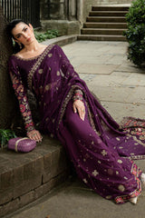 Maria.B Soiree Embroidered Chiffon Saree 3 piece Unstitched / Stitched