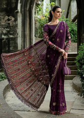 Maria.B Soiree Embroidered Chiffon Saree 3 piece Unstitched / Stitched