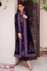 Nureh Purple Winter Velvet 3 Piece Unstitched / Stitched