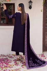 Nureh Purple Winter Velvet 3 Piece Unstitched / Stitched