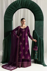 Zaib Raw Silk Formal Wear Dress Embroidered 3 Piece Unstitched / Stitched