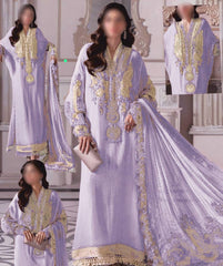 Maria B Luxury Chiffon Purple Embroidery Collection 3 Piece Unstitched / Stitched
