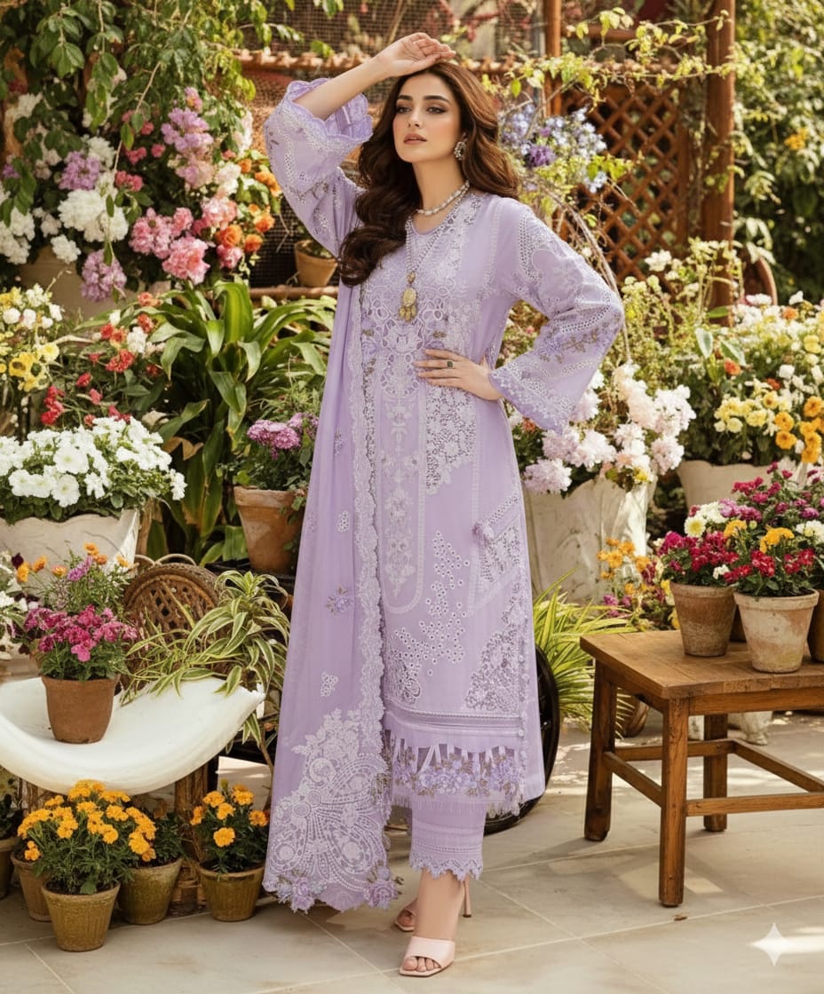 Elaf New Arrival Luxury Lawn Embroidery 3 Piece Unstitched / Stitched