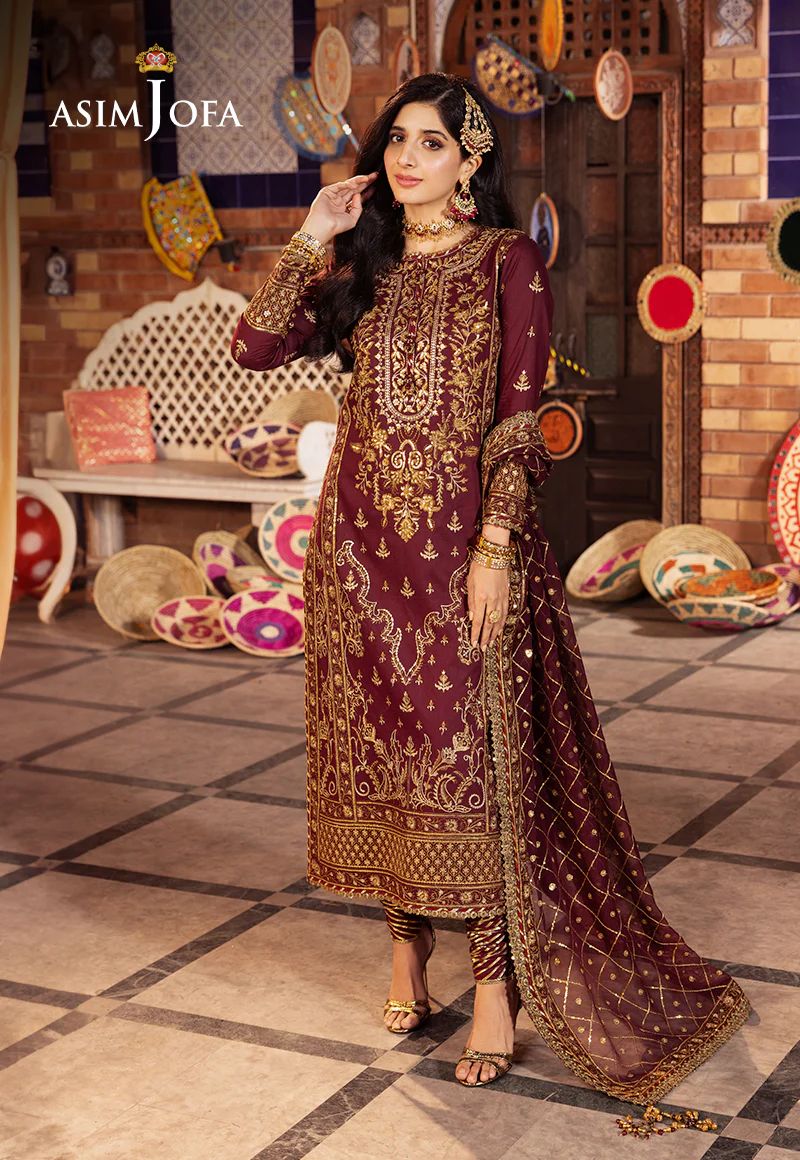 Asim Jofa Luxury Chiffon Embroidered 3 piece Unstitched / Stitched