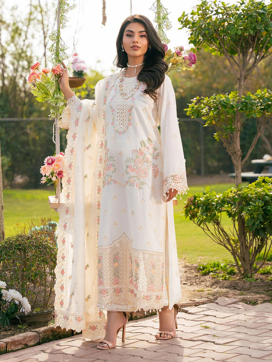 Elaf Premium Festive Chikankari Lawn Collection 3 piece Unstitched / Stitched