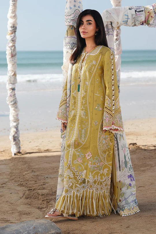 Qalamkar Luxury Lawn Chikan Kari Embroidered 3 Piece Unstitched / Stitched