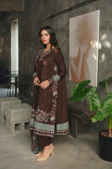 Karandi Brwn Luxury Lawn Embroidery 3Piece Unstitched / Stitched
