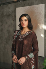 Karandi Brwn Luxury Lawn Embroidery 3Piece Unstitched / Stitched
