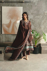 Karandi Brwn Luxury Lawn Embroidery 3Piece Unstitched / Stitched