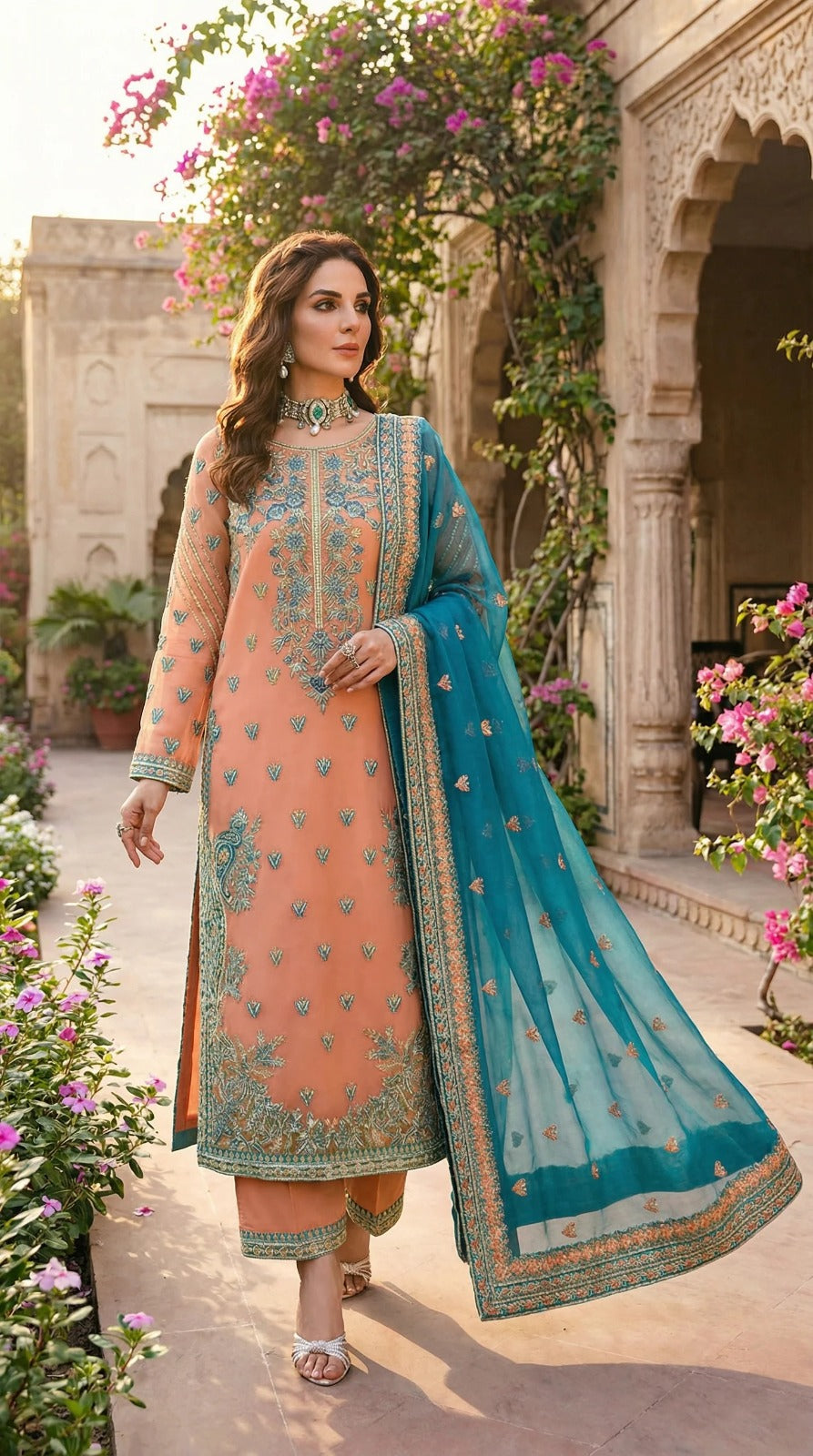 Akbar Aslam Organza Dress Embroidered 3 Piece Unstitched / Stitched