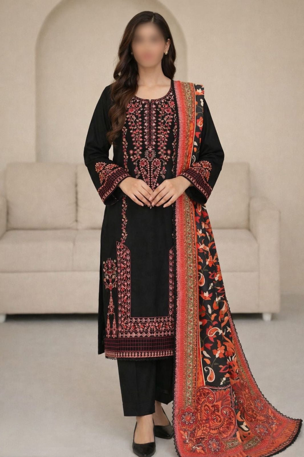 Hussain Rehar Luxury Embroidered Lawn 3 Piece Unstitched / Stitched