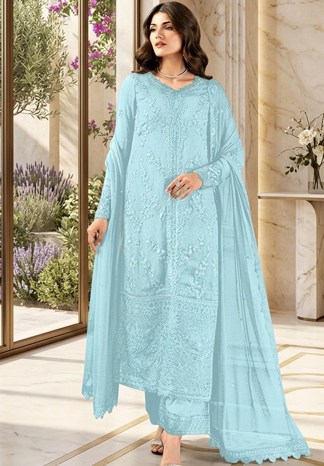 Azure luxury Chiffon Embroidered 3 Piece Unstitched / Stitched
