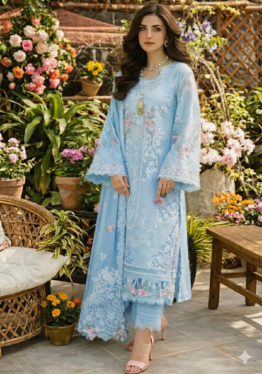 Elaf New Arrival Luxury Lawn Embroidery 3 Piece Unstitched / Stitched
