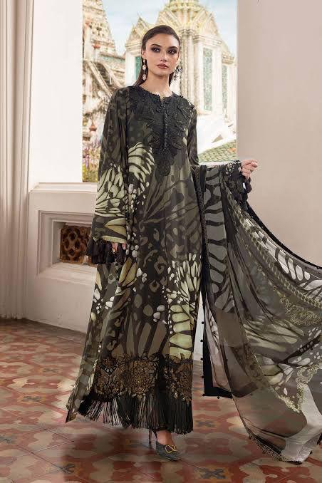 Maria B Lawn Collection Embroidered 3 piece Unstitched / Stitched