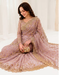 Indian Luxury Net Hand Work Embroidered Saree Unstitched / Stitched