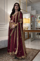 Haris Shakeel Embroidered Chiffon Collection 3 Piece Unstitched / Stitched