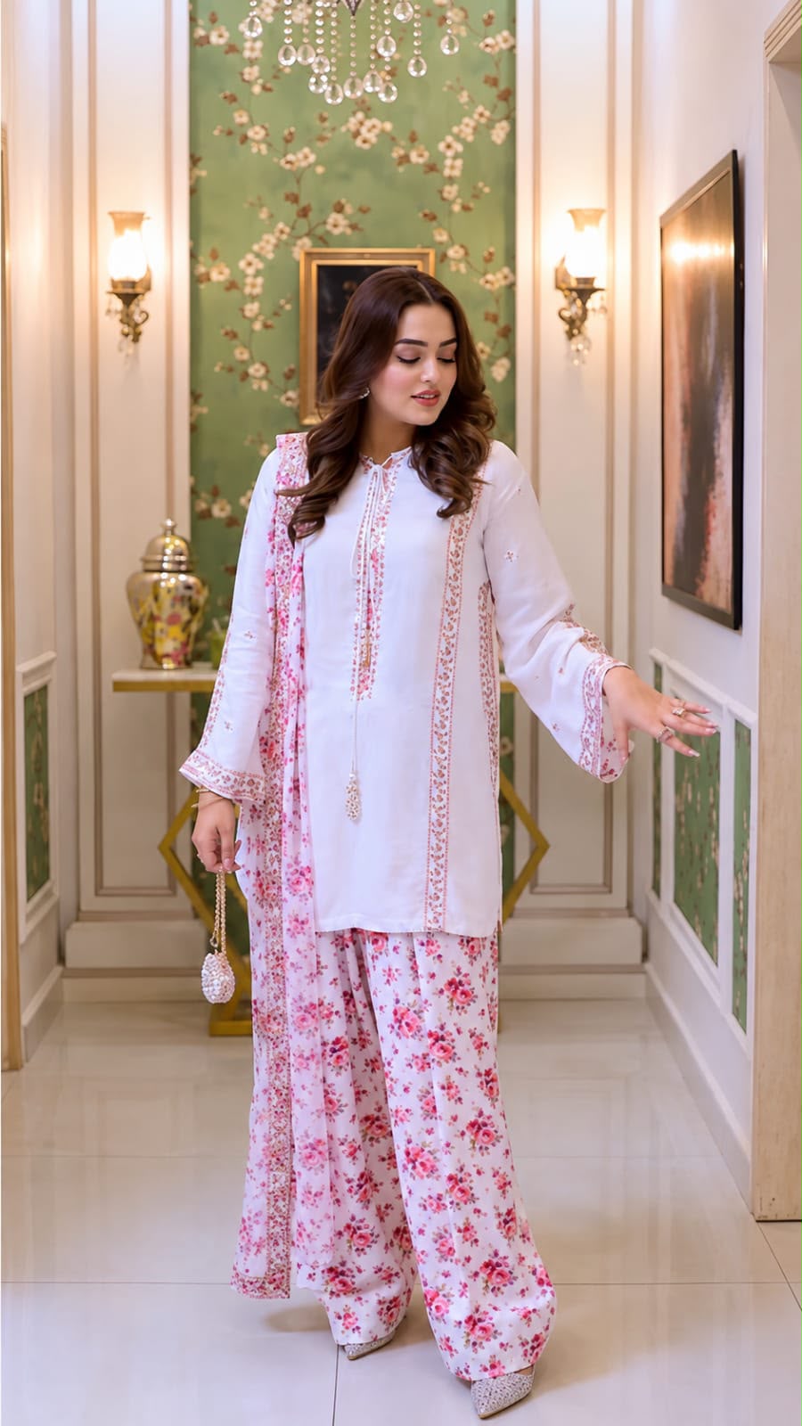 Aneela Embroidered Luxury Silk 3 piece Unstitched / Stitched