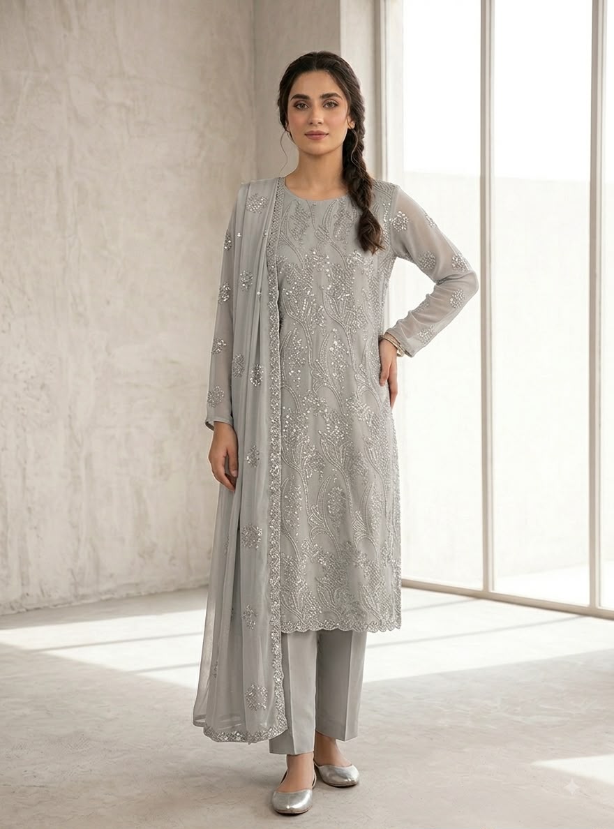 Rangrez Luxury Chiffon Embroidered 3 Piece Unstitched / Stitched