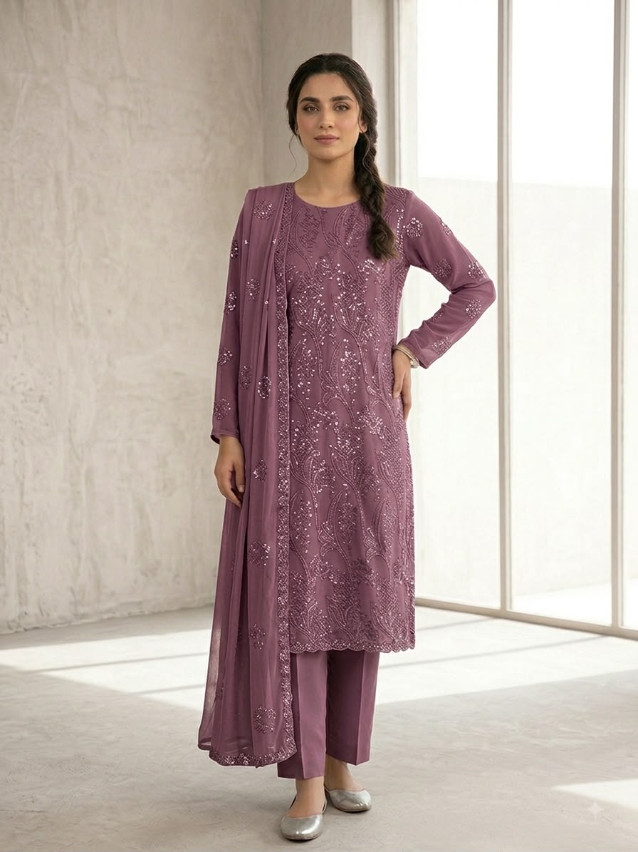 Rangrez Luxury Chiffon Embroidered 3 Piece Unstitched / Stitched
