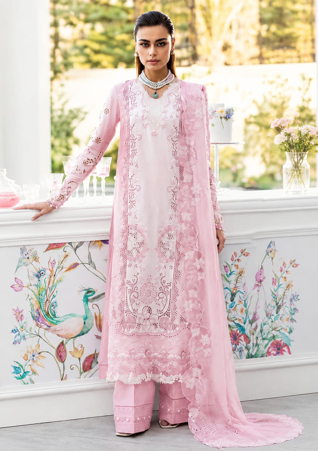 Qalamkar Luxury Cotton with chiffon dupata Collection 3 Piece Unstitched / Stitched