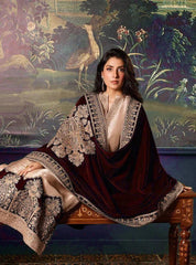 Zainab Chottani Heavy Embroidered Velvet Shawl 3 Piece Unstitched / Stitched