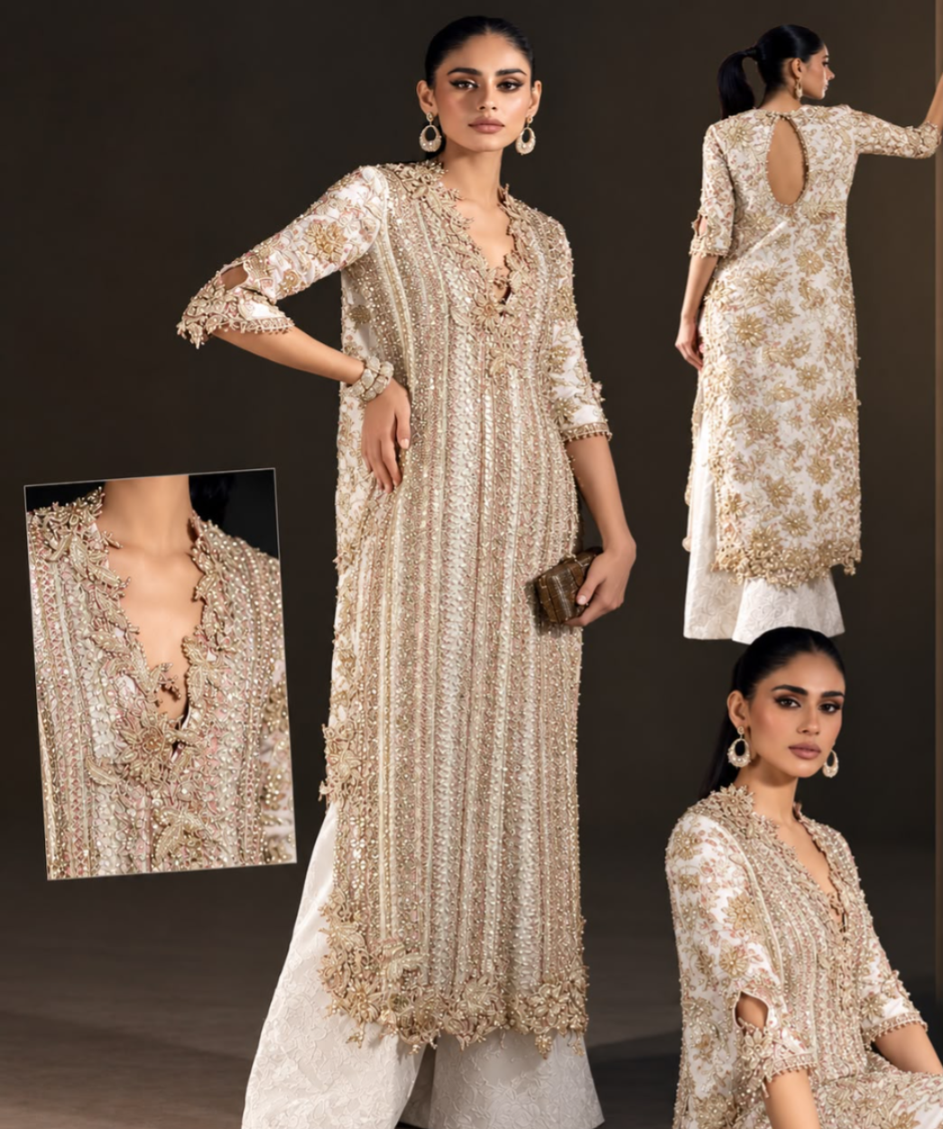 Sana Safinaz  Hand Work Raw Silk Embroidered 3 Pice Unstitched / Stitched
