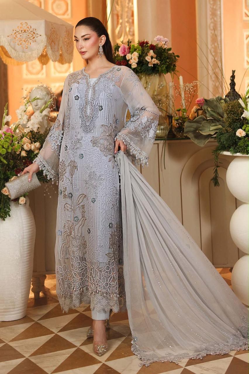Maria B Embroidered Chiffon Collection 3 Piece Unstitched / Stitched