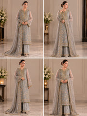 Baroque Luxury Chiffon Embroidered Dress 3 Piece Unstitched / Stitched