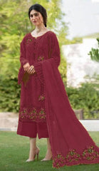 Zarqash Lawn Embroidery Chikan Kari 3 piece Unstitched