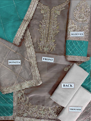 Agha Noor organza Emb Formal Collection 3 Piece Unstitch