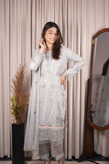 Azure Luxury Chiffon Dress Embroidered 3pcs Unstitched / Stitched