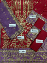 Asim Jofa Luxury Lawn Cotton Embroidered 3 piece Unstitched / Stitched