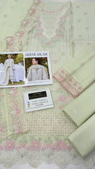 Akbar Aslam Lawn Chikan kari Embroidered 3 Piece Unstitched / Stitched