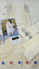 Qalamkar Lawn Chikan Kari Embroidered 3 Piece Unstitched / Stitched