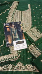 Asim Jofa Green Luxury Chiffon Embroidered 3 Piece Unstitched / Stitched
