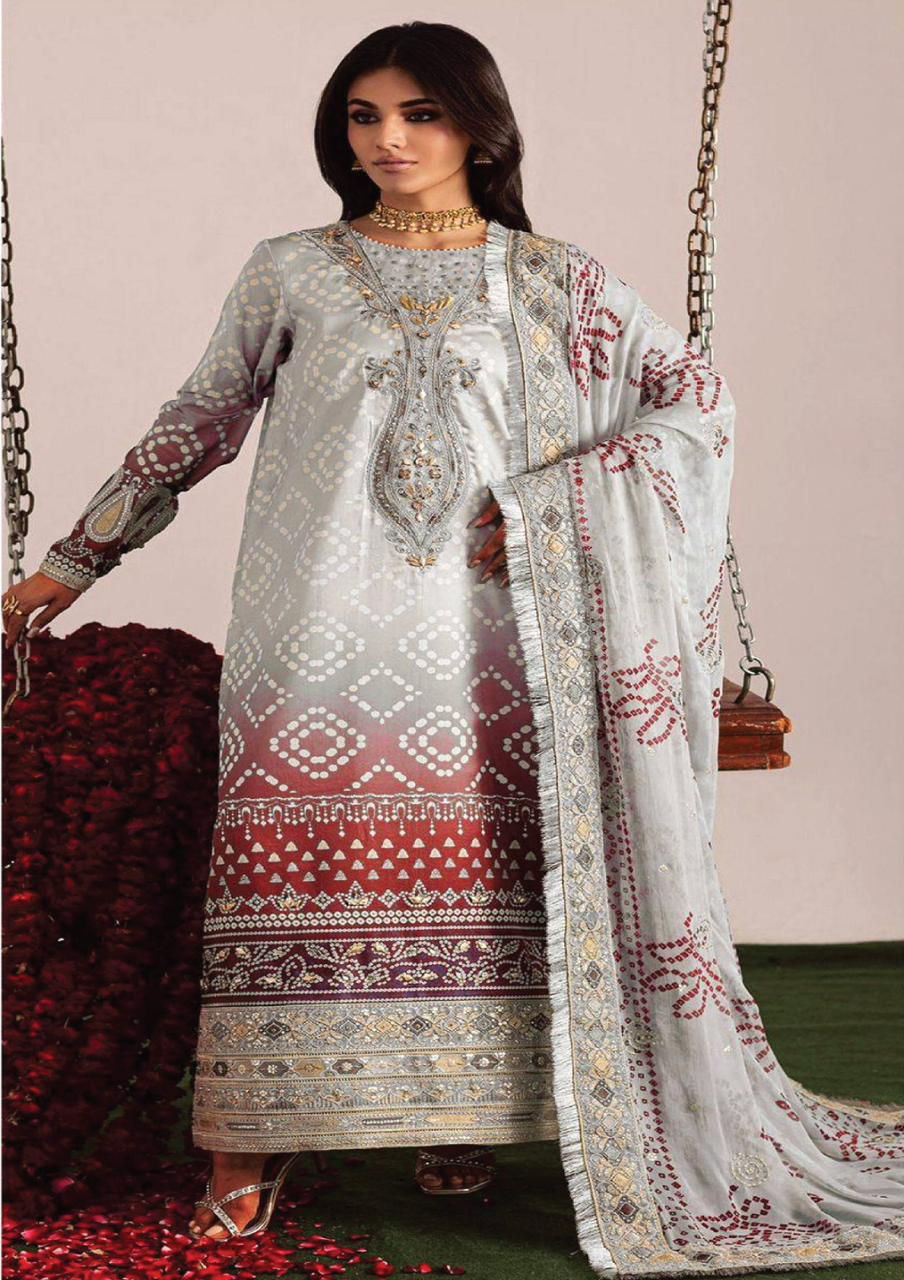 Nureh Luxury Lawn Embroidered 3 piece Unstitched / Stitched