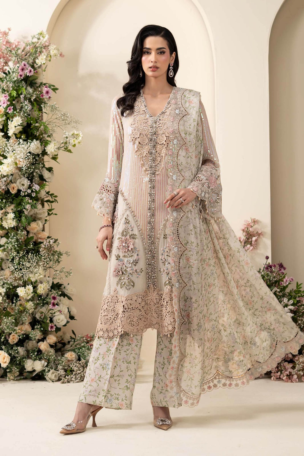 Maria B Embroidered Chiffon Collection 3 Piece Unstitched / Stitched