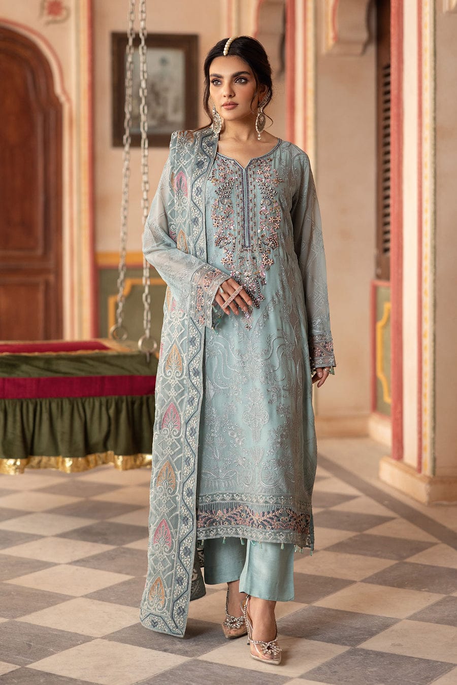 Ramsha Embroidered Chiffon 3 Piece Unstitched