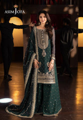 Asim Jofa Green Luxury Chiffon Embroidered 3 Piece Unstitched / Stitched