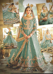 Maha Wajahat Green Bridal Net Maxi 3 Piece Unstitched