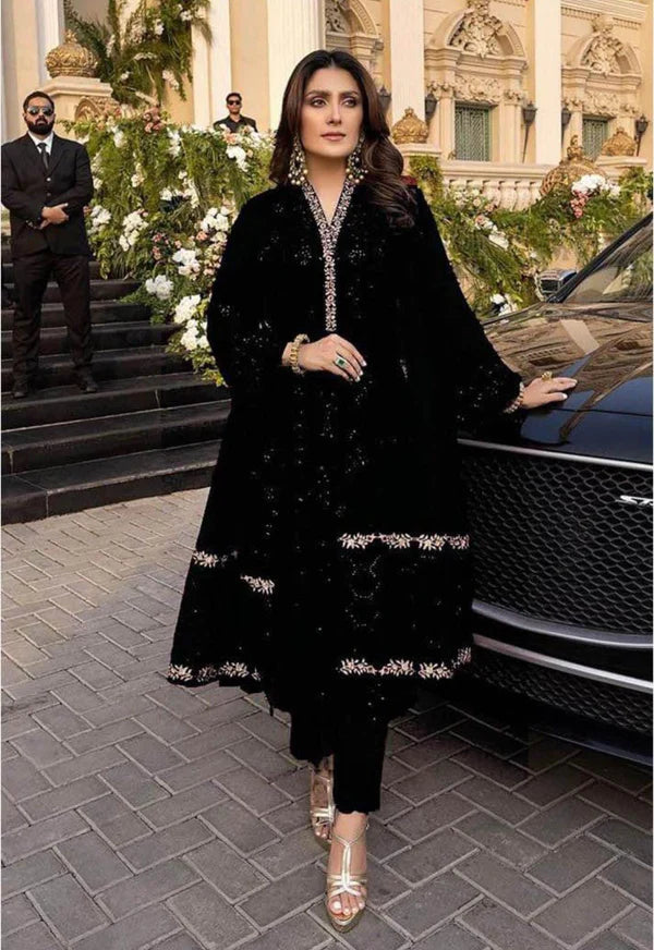 Azure Luxury Chiffon Dress Embroidered 3pcs Unstitched / Stitched