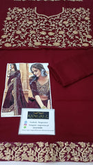 Indian Luxury Chiffon Saree Embroidered Unstitched