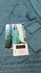 Azure Luxury Chiffon Dress Embroidered 3pcs Unstitched