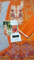 Asifa Nabeel Mustard Luxury Lawn Embroidered 3 Piece Unstitched / Stitched