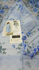 Iznik Embroidered Luxury Lawn Chikan kari 3Piece Unstitched