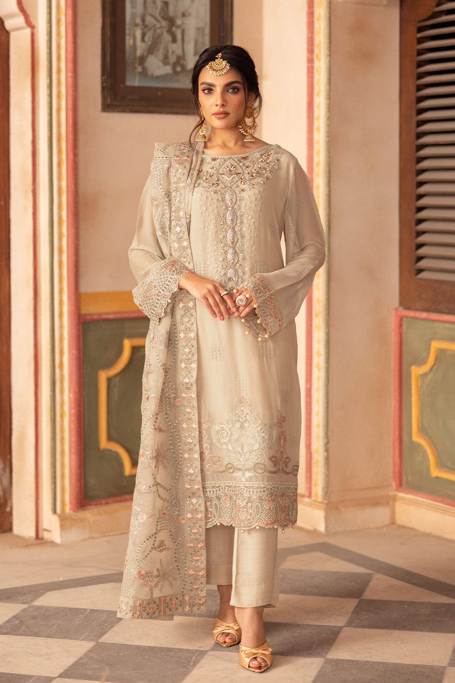 Ramsha Embroidered Chiffon 3 Piece Unstitched / Stitched