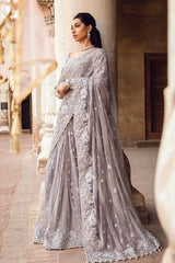 Maria B Luxury Net purple Embroidered Saree Unstitched